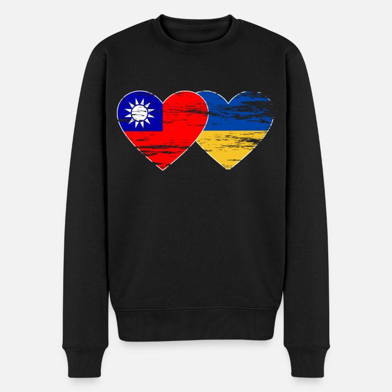 Taïwan Ukraine Drapeau utilisé - Pull Premium bio Homme - noir