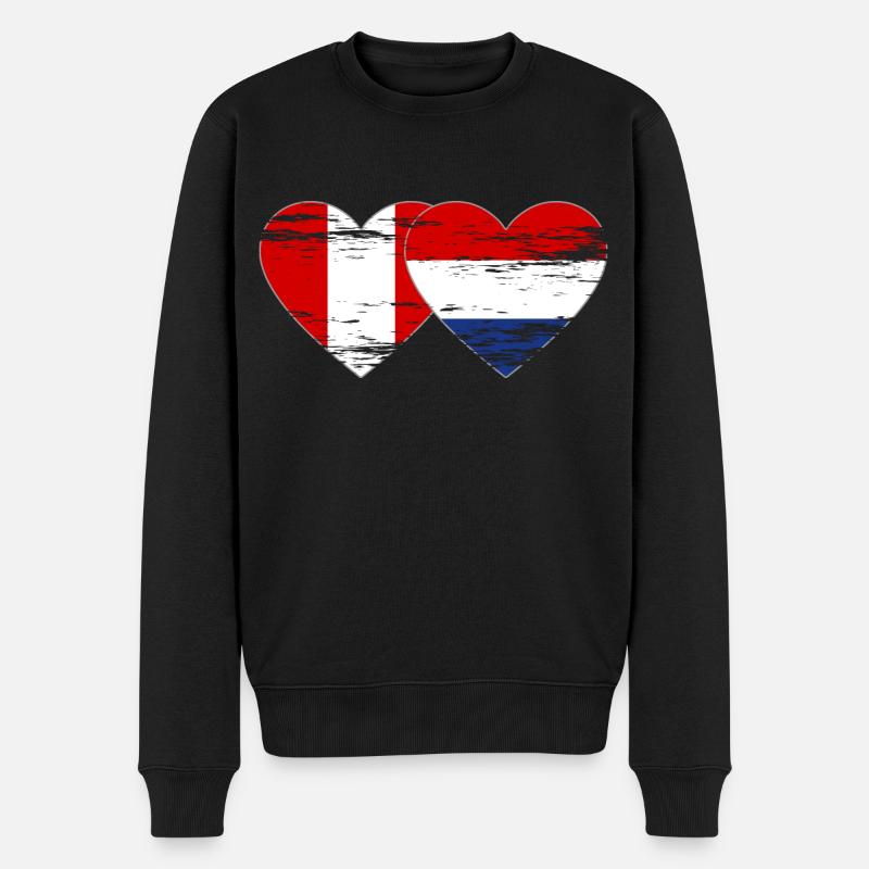 Pérou Hollande drapeau coeur utilisé - Pull Premium bio Homme - noir