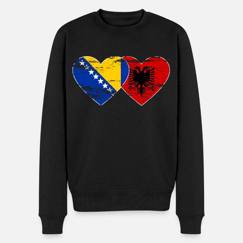 Bosnie Albanie drapeau coeur utilisé - Pull Premium bio Homme - noir