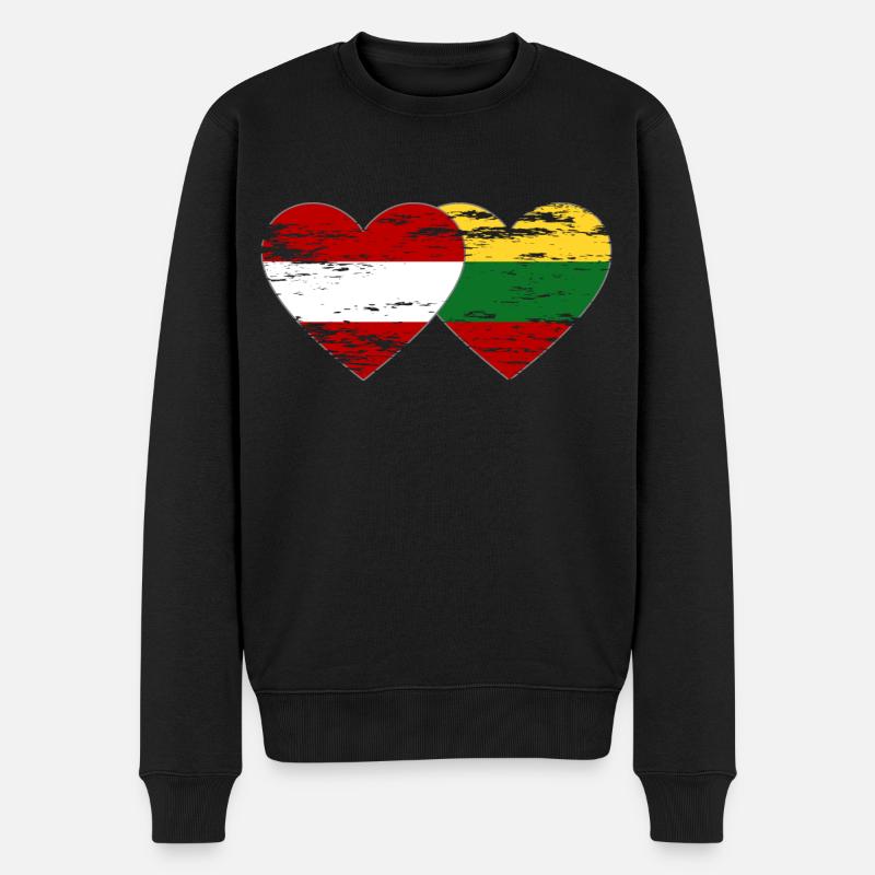 Autriche Lituanie Drapeau Coeur Utilisé - Pull Premium bio Homme - noir