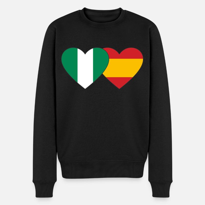Nigeria Espagne Drapeau Coeur - Pull Premium bio Homme - noir