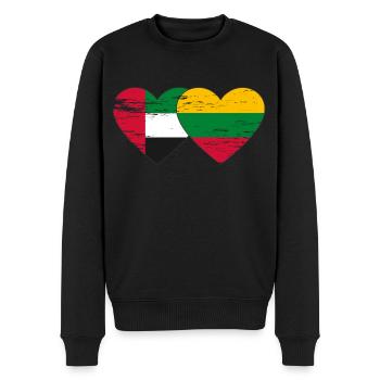 Vereinigte Arabische Emirate Litauen Flagge Herz - Männer Premium Bio Pullover - Schwarz - Vorne - Nico (187cm)