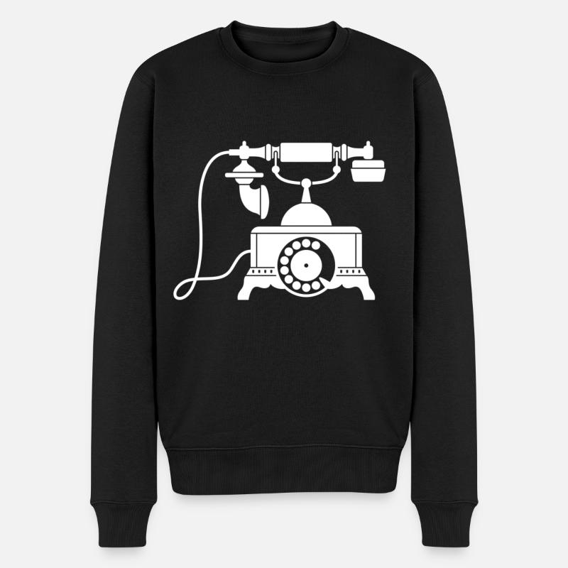 Telefon - Männer Premium Bio Pullover - Schwarz