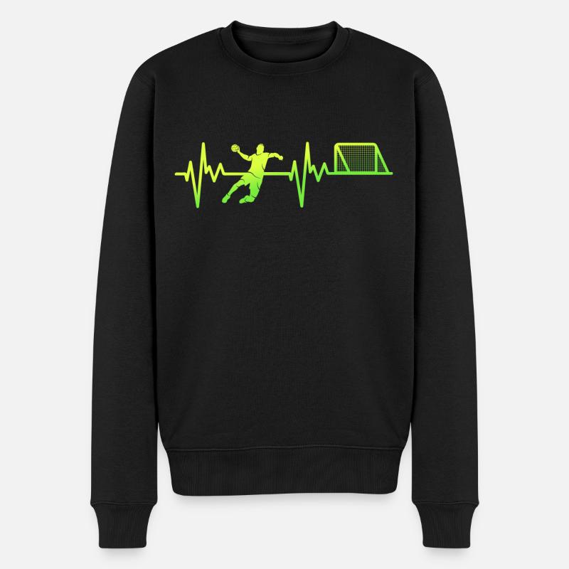 Handballer Herzlinie Handballspieler Handball - Männer Premium Bio Pullover - Schwarz