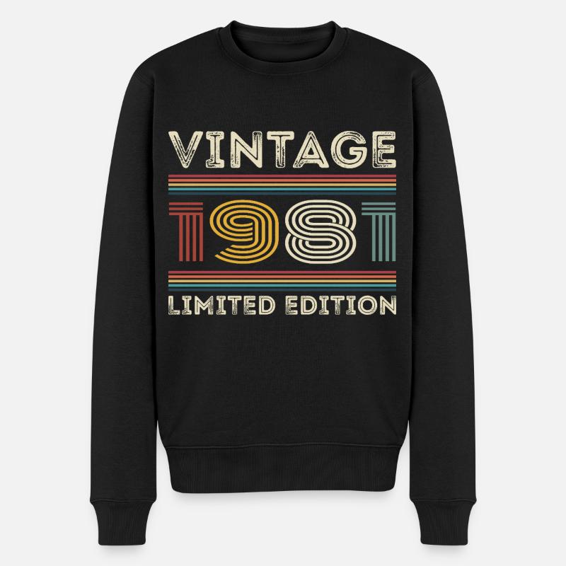 1981 Geburtstag 1981 Retro 1981 Geschenk 1981 - Männer Premium Bio Pullover - Schwarz