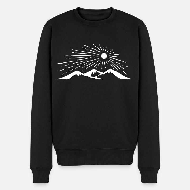 Berg Sonne Wandern Bergsteigen Klettern Geschenk - Männer Premium Bio Pullover - Schwarz