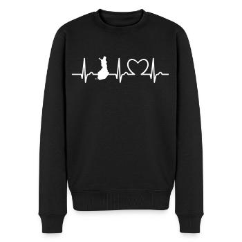 Herzkurve - Puls Finnland - Reise - Nation - Männer Premium Bio Pullover - Schwarz - Vorne - Nico (187cm)