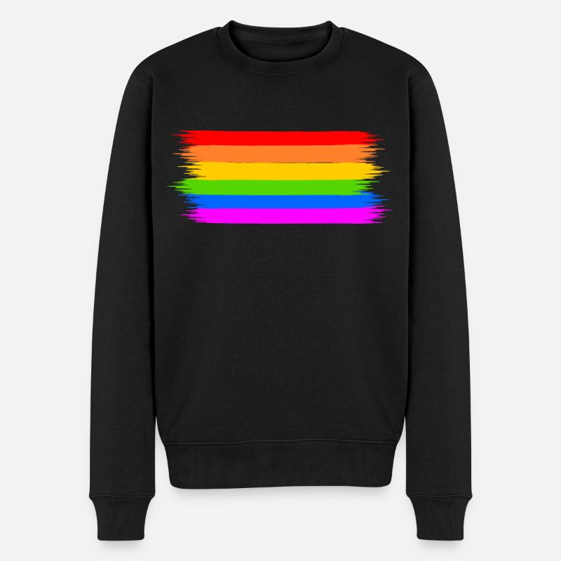 Regenbogen Regenbogenfahne - Männer Premium Bio Pullover - Schwarz