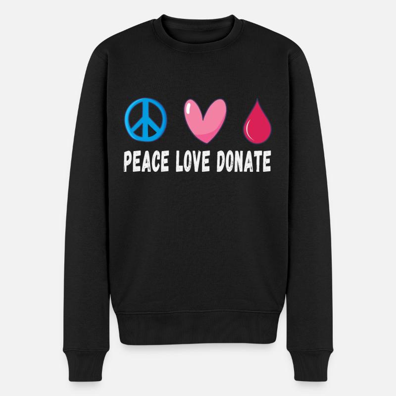 Friede Liebe Spende Blut - Männer Premium Bio Pullover - Schwarz