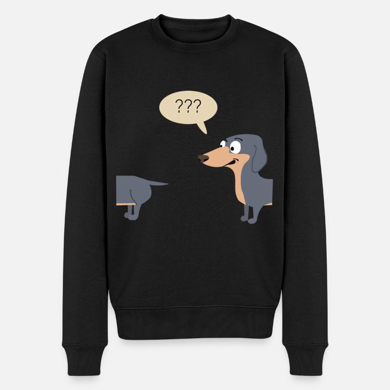 Confused Dachshund - Männer Premium Bio Pullover - Schwarz