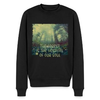 Wald Seele Heilung Natur Baum Bäume grün Lunge - Männer Premium Bio Pullover - Schwarz - Vorne - Nico (187cm)