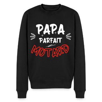 Papa parfait motard / Cadeau / Humour / Moto - Pull Premium bio Homme - noir - Devant - Nico (187cm)
