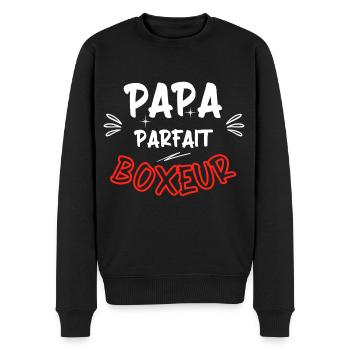 Papa parfait boxeur / boxe / cadeau / humour - Pull Premium bio Homme - noir - Devant - Nico (187cm)