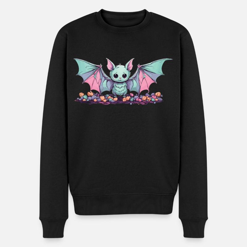 Pastel Gothic Fledermaus Kawaii Halloween Design - Männer Premium Bio Pullover - Schwarz