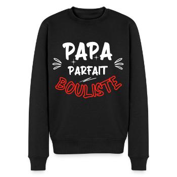 Papa parfait bouliste / pétanque / cadeau / boule - Pull Premium bio Homme - noir - Devant - Nico (187cm)
