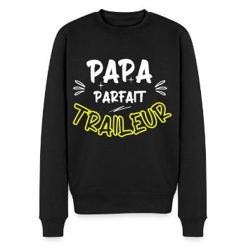 Papa parfait traileur / running / cadeau - Pull Premium bio Homme - noir - Devant - Nico (187cm)