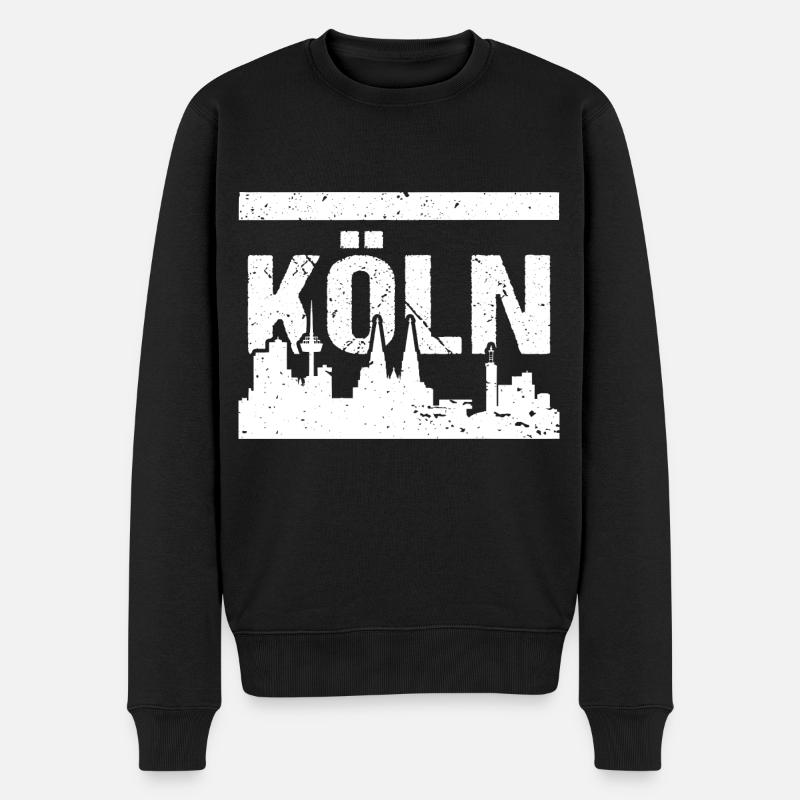 Köln Skyline - Männer Premium Bio Pullover - Schwarz