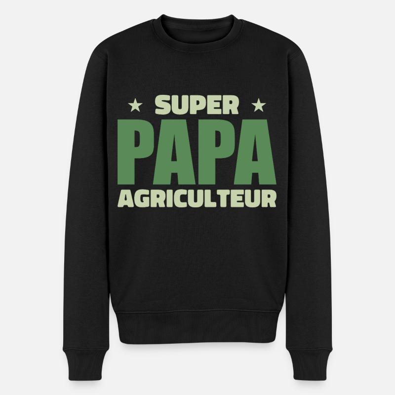 Super-Farmer-Vater - Männer Premium Bio Pullover - Schwarz