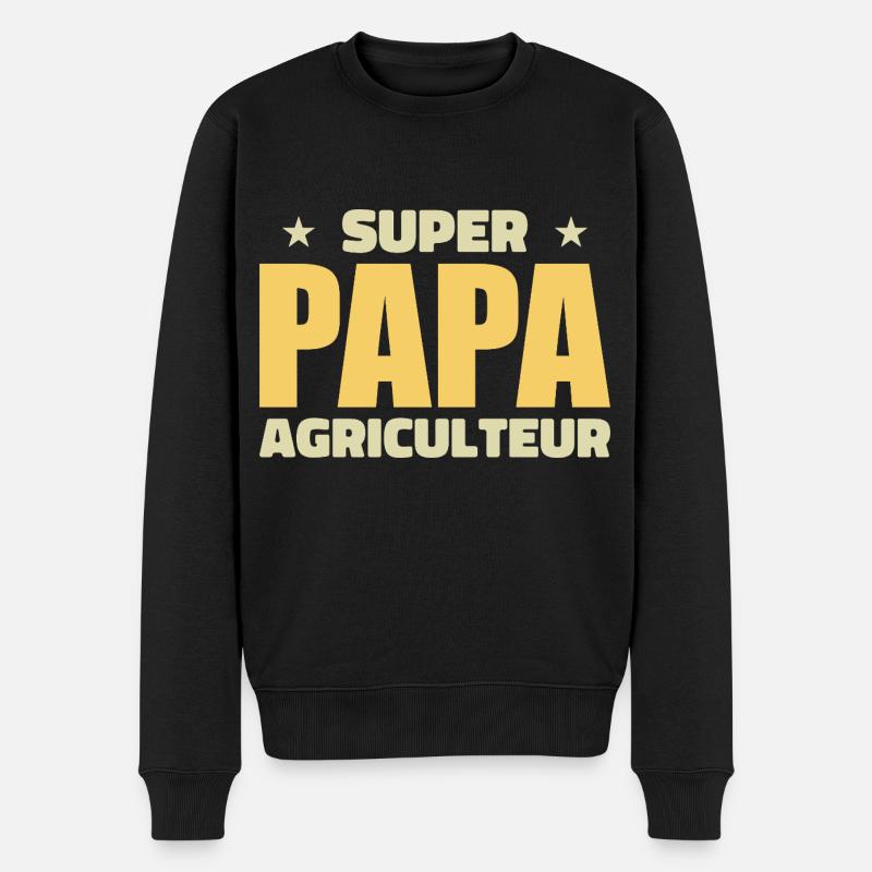 Super-Farmer-Vater - Männer Premium Bio Pullover - Schwarz