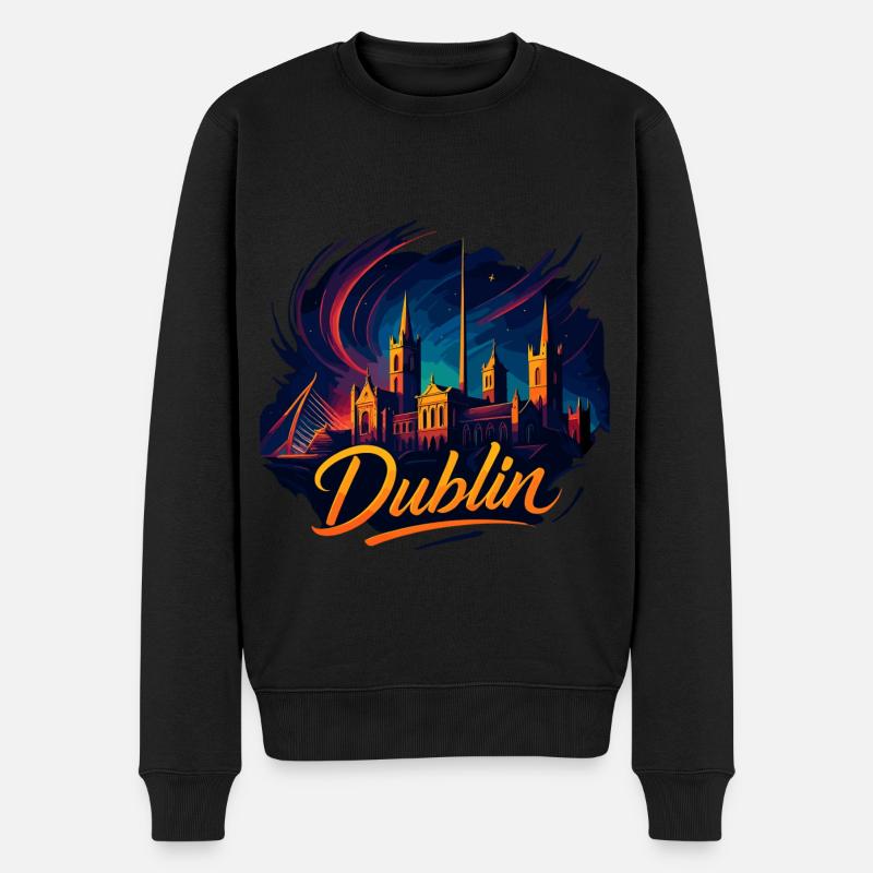 Dublin Hauptstadt Irland Silhouette Geschenk - Männer Premium Bio Pullover - Schwarz