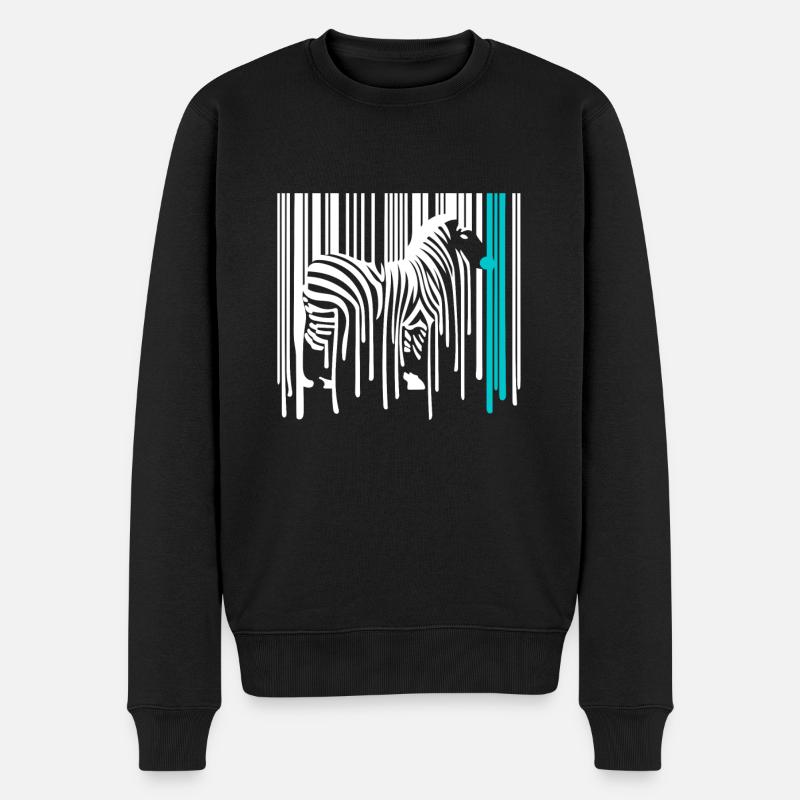 DRIPPY ZEBRA Barcode Graffiti Street Art - Männer Premium Bio Pullover - Schwarz