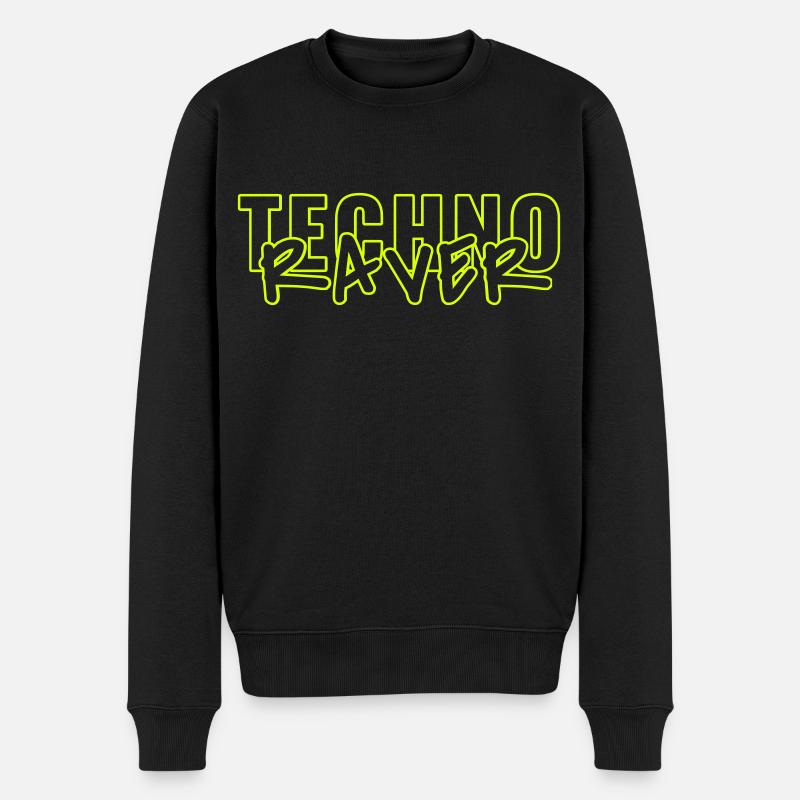 techno raver Linien - Männer Premium Bio Pullover - Schwarz