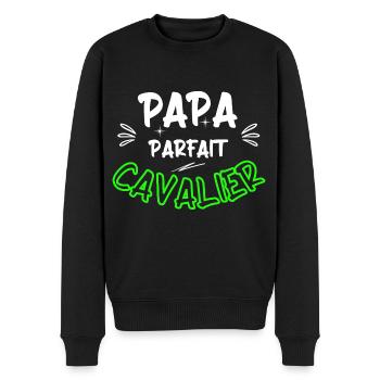 Papa parfait cavalier / cheval / cadeau / humour - Pull Premium bio Homme - noir - Devant - Nico (187cm)