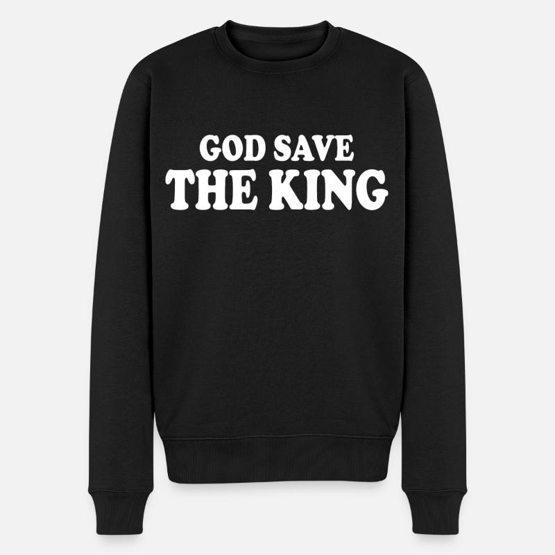 god save the king - Männer Premium Bio Pullover - Schwarz