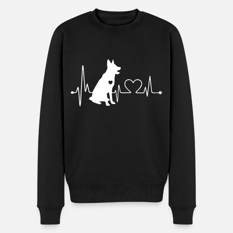 Schäferhund-Herzschlag-T-Shirt - Männer Premium Bio Pullover - Schwarz