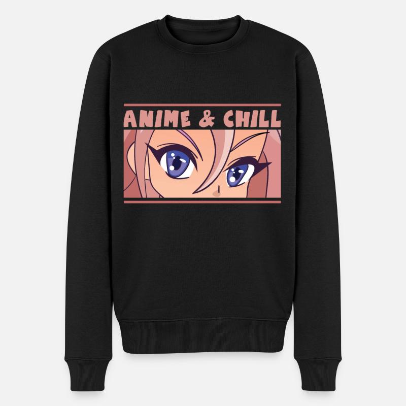 ANIME & CHILL - Männer Premium Bio Pullover - Schwarz