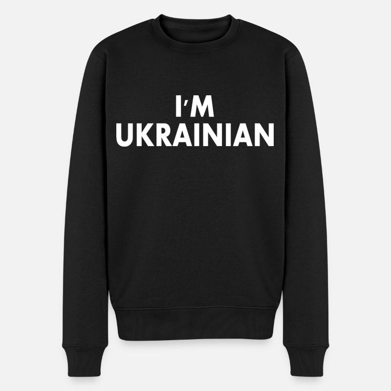 I m ukrainian - Männer Premium Bio Pullover - Schwarz