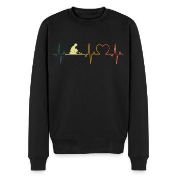 Cueilleur de champignons Heartbeat Champignon rétro ECG Champignon - Pull Premium bio Homme - noir - Devant - Nico (187cm)