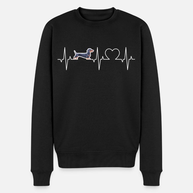 Teckel Heartbeat ECG Teckel Pouls Chien Teckel - Pull Premium bio Homme - noir