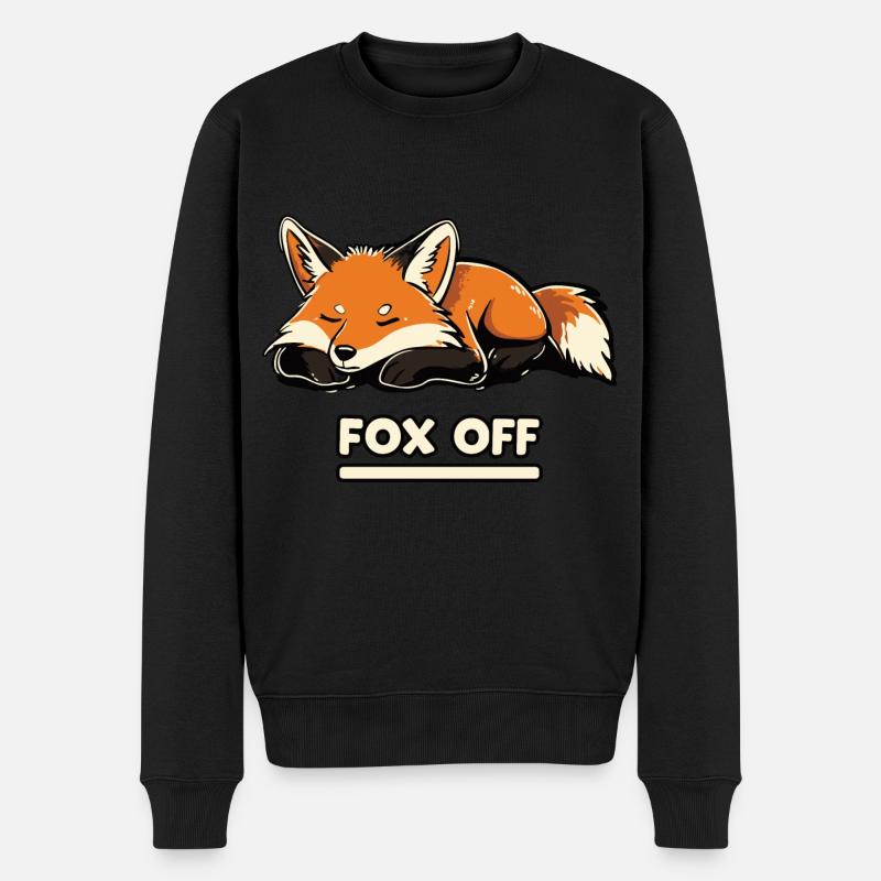 Fox Off - Schläfriger Fuchs - Männer Premium Bio Pullover - Schwarz