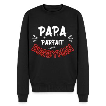 Papa parfait rugbyman / rugby / cadeau - Pull Premium bio Homme - noir - Devant - Nico (187cm)
