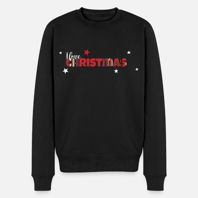 Weihnachtspulli I love Christmas - Männer Premium Bio Pullover - Schwarz