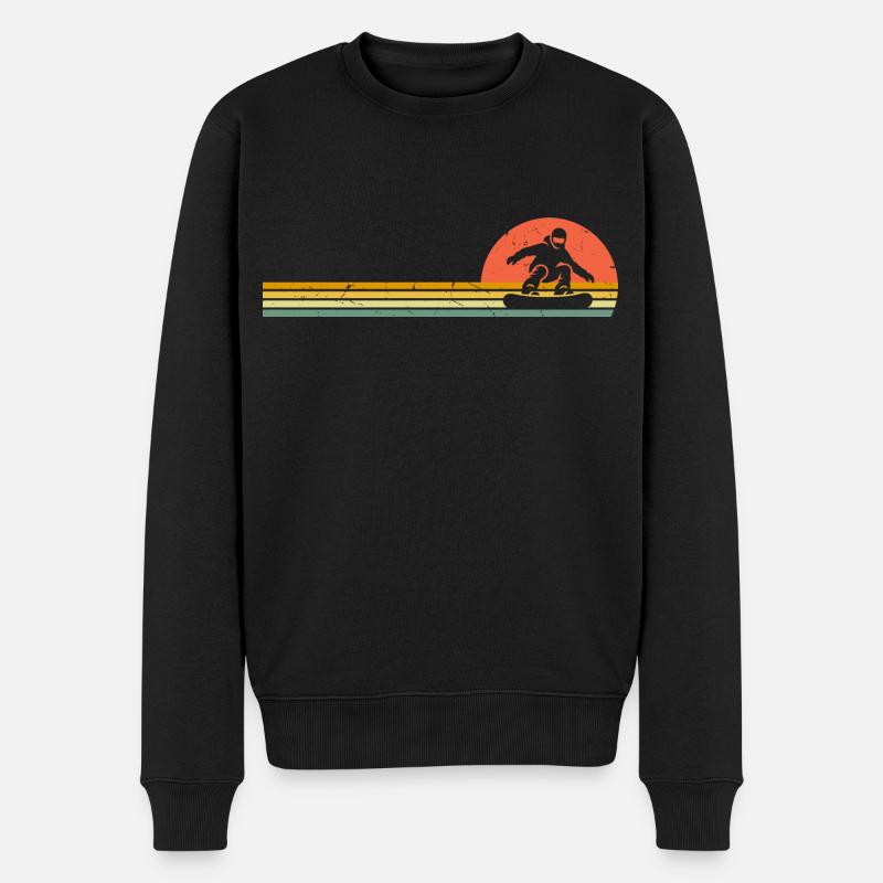 Snowboard Retro Snowboarder Vintage Snowboarden - Männer Premium Bio Pullover - Schwarz
