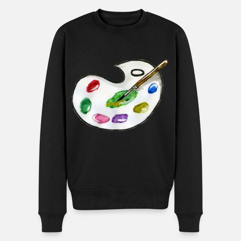 Farbpalette - Männer Premium Bio Pullover - Schwarz