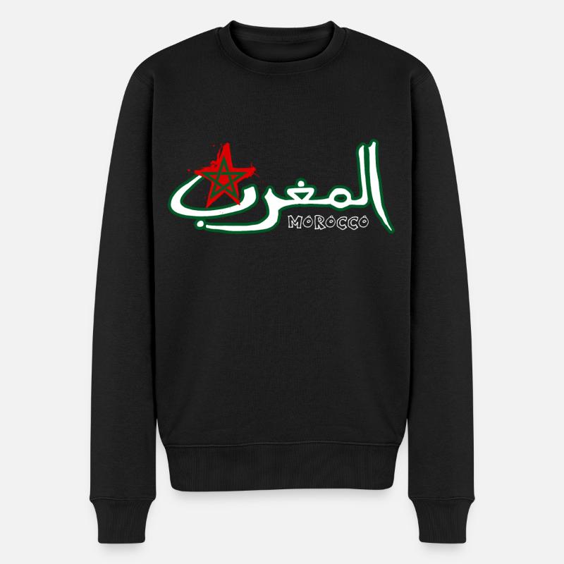Marokko auf Arabisch - Männer Premium Bio Pullover - Schwarz