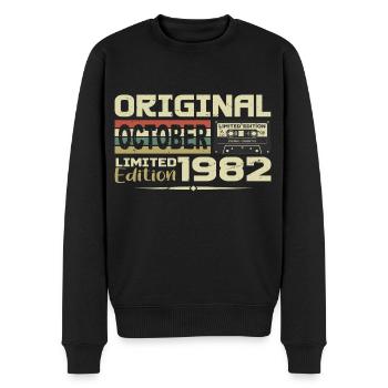 Geburtstag Oktober 1982 Original | Oktober 1982 - Männer Premium Bio Pullover - Schwarz - Vorne - Nico (187cm)