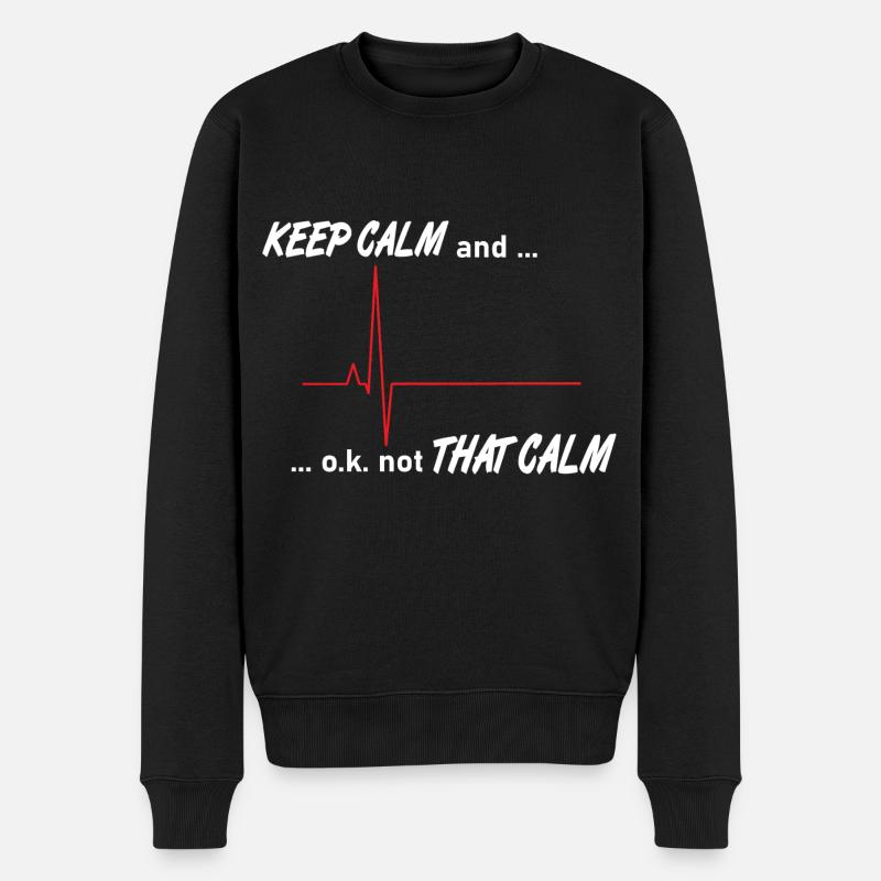 Keep Calm, Herzschlag, Rettungsdienst, Medizin, - Männer Premium Bio Pullover - Schwarz