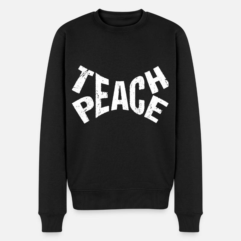 Teach Peace - Männer Premium Bio Pullover - Schwarz