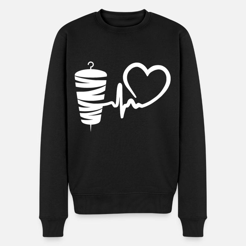 Kebab Lover Kebab Grill Heart - Männer Premium Bio Pullover - Schwarz