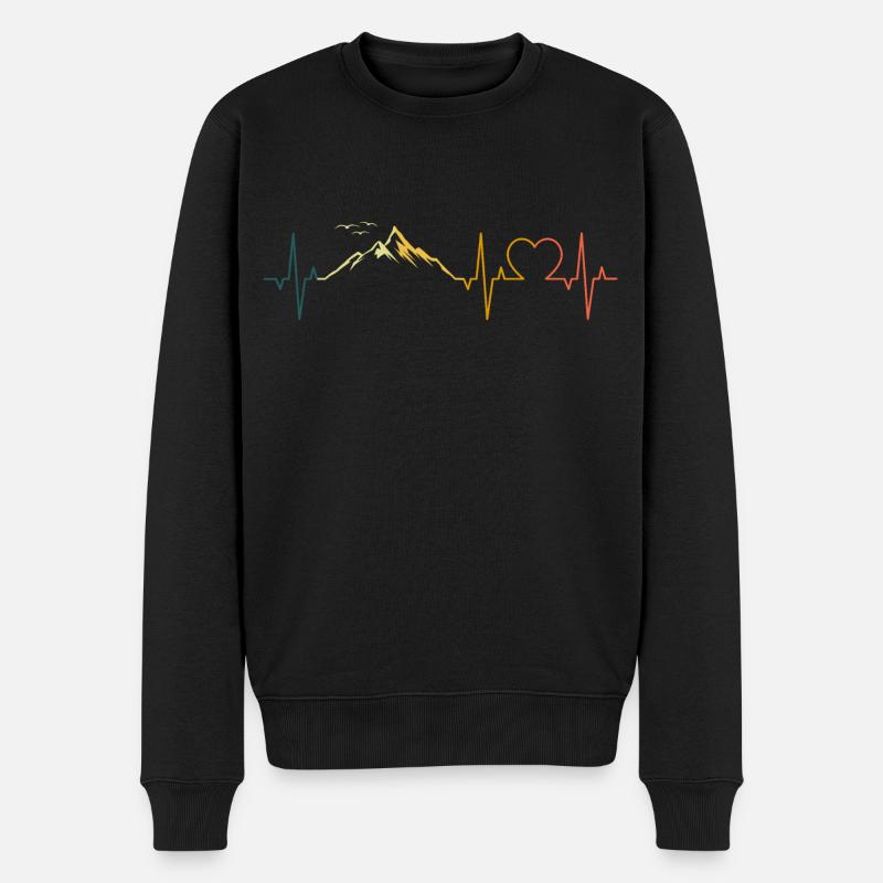 Berge Herzschlag Berg EKG Herz Retro - Männer Premium Bio Pullover - Schwarz