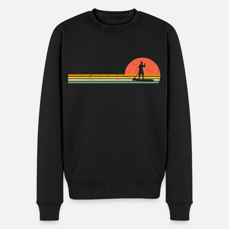 SUP Retro Stand Up Paddle Vintage - Männer Premium Bio Pullover - Schwarz