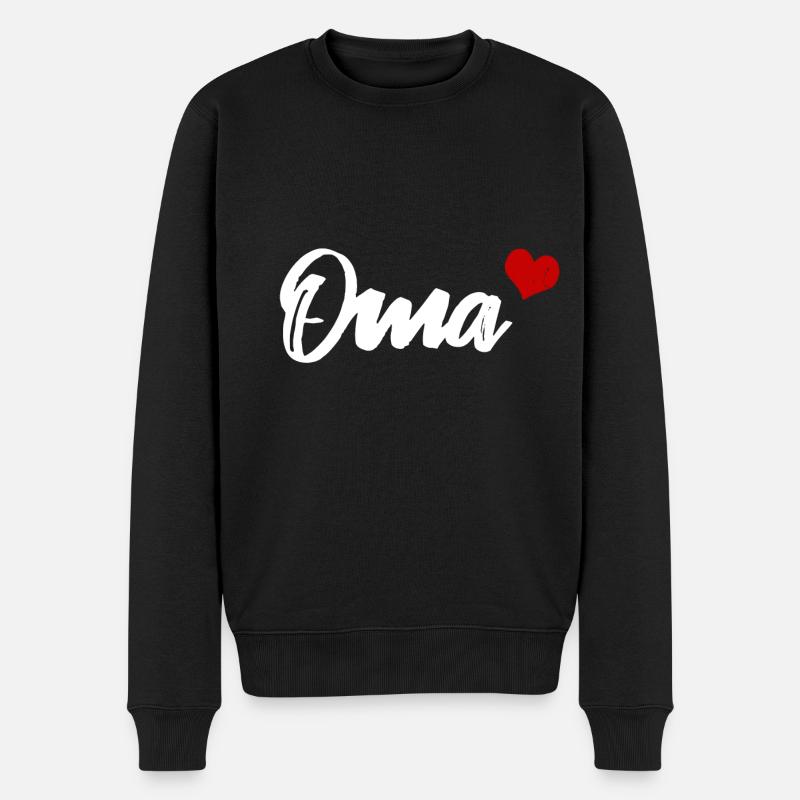 Oma Großmutter Herz - Männer Premium Bio Pullover - Schwarz