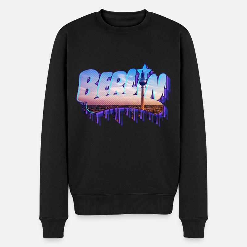 Berlin Graffiti Schriftzug - Männer Premium Bio Pullover - Schwarz