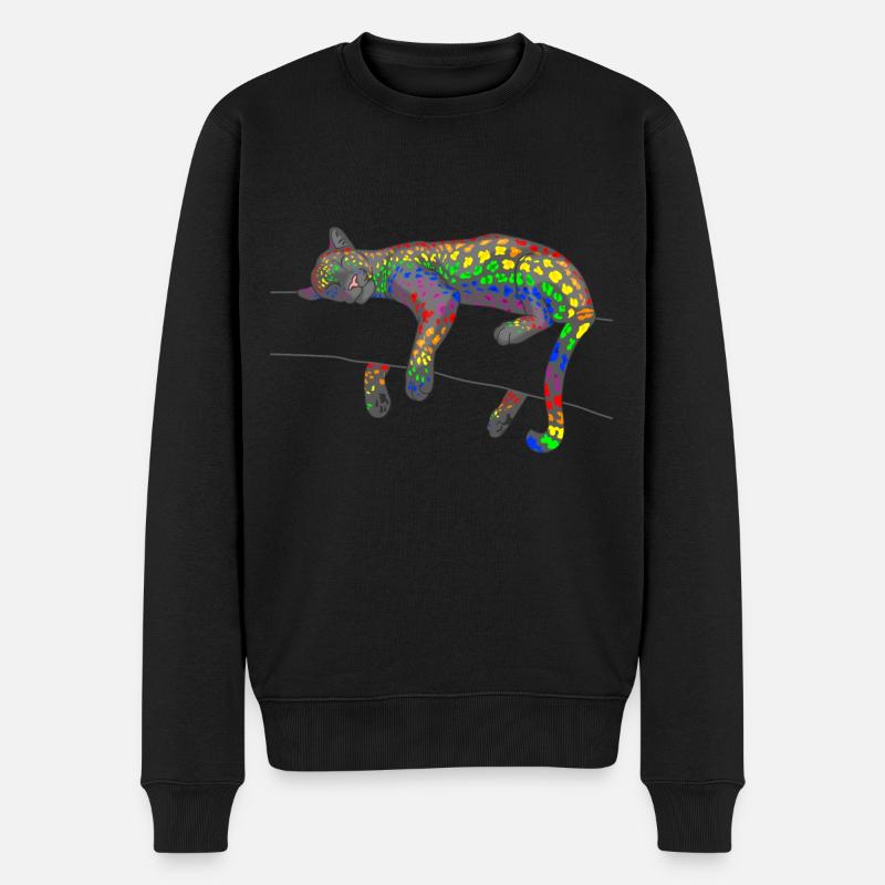 Regenbogen Leopard - Männer Premium Bio Pullover - Schwarz
