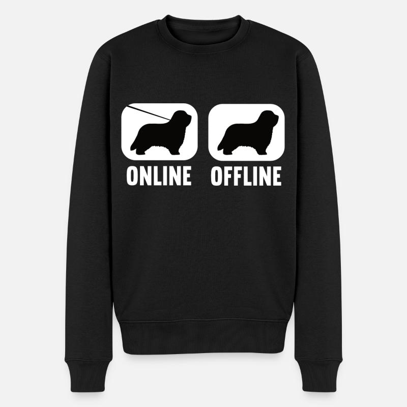 Online Offline Bearded Collie Bearded Collies - Männer Premium Bio Pullover - Schwarz