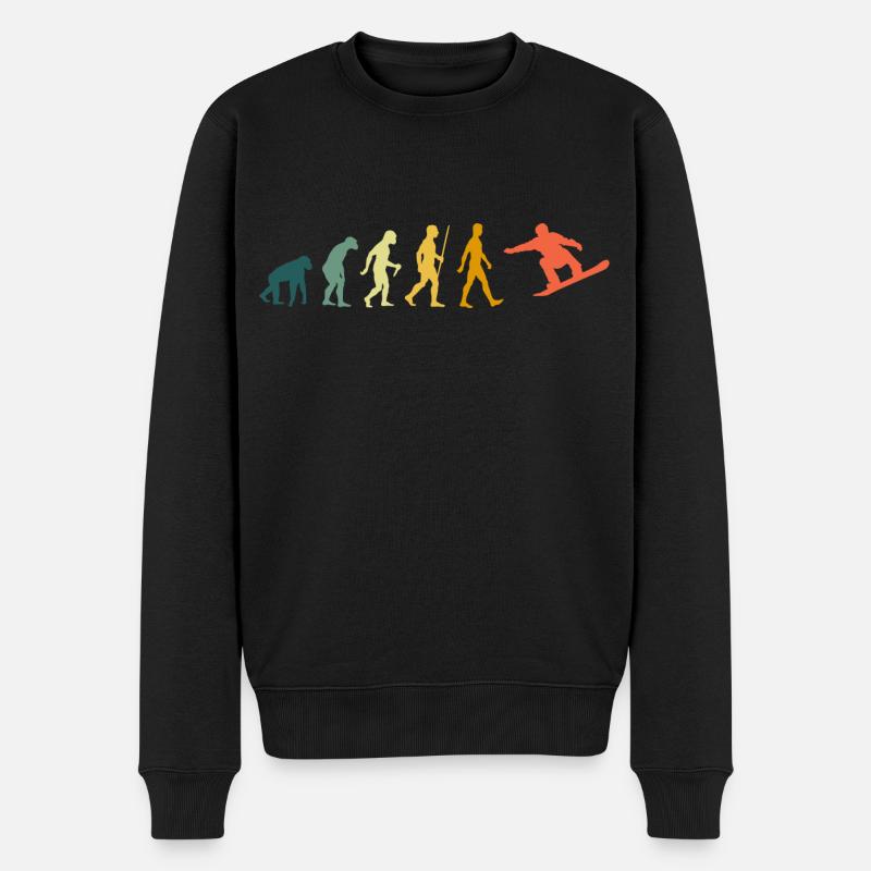 Snowboard Evolution Snowboarder Retro - Männer Premium Bio Pullover - Schwarz